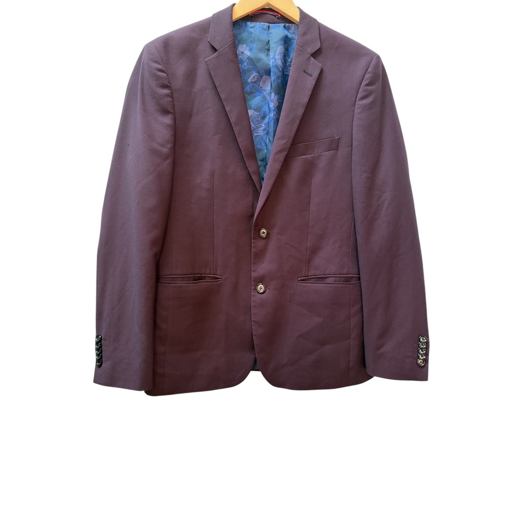 Soul of London Men's Burgundy 40R Blazer Suit Jacket 2 Button‎ Full Lined